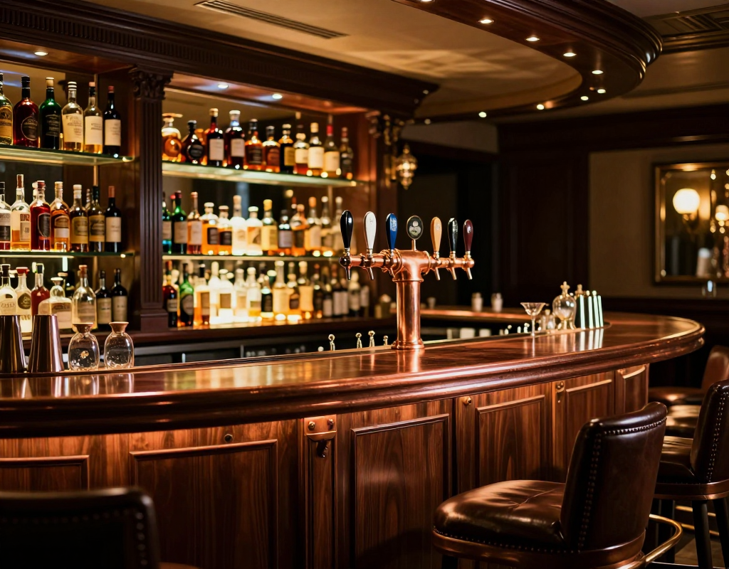 Bancone bar in rame e legno