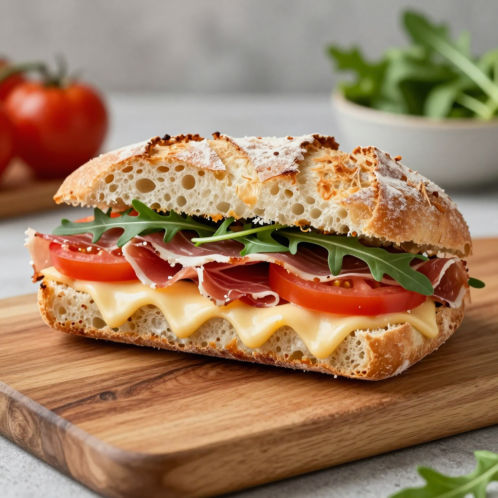 Panini gourmet con ingredienti freschi